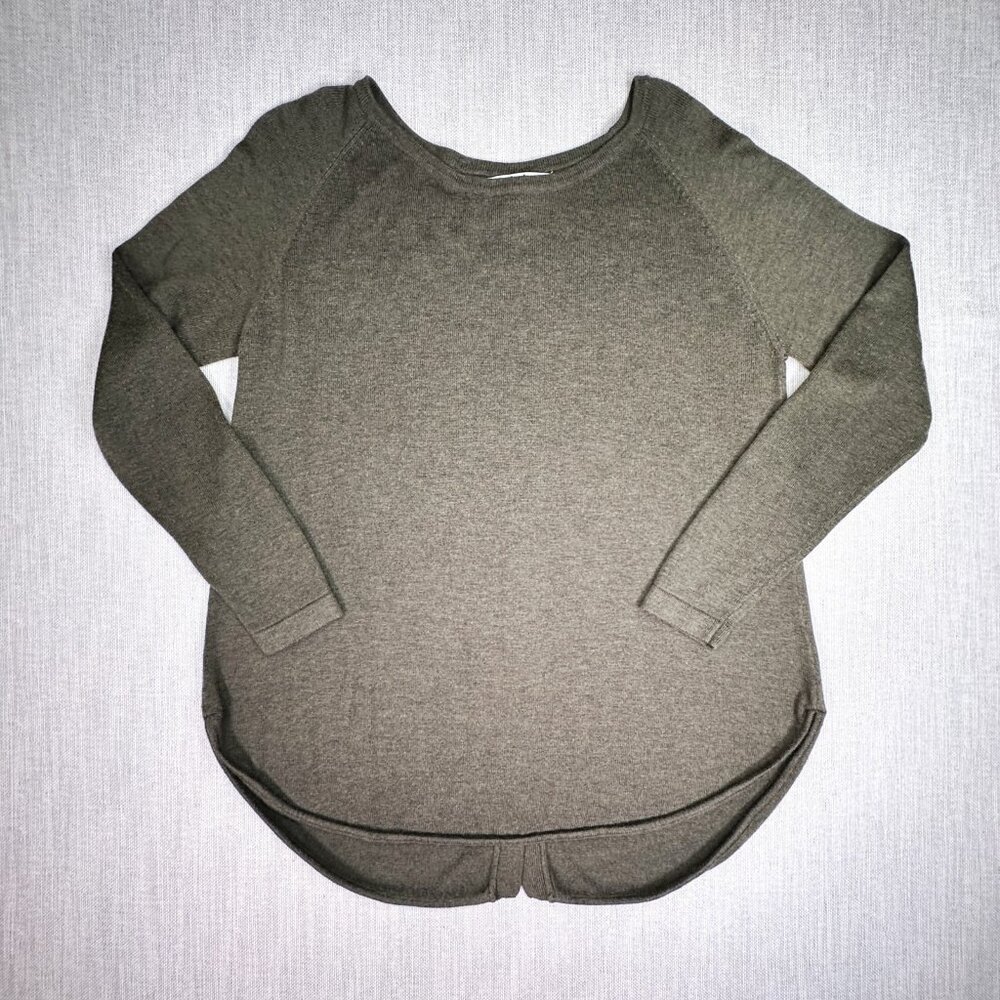 Magaschoni Cashmere Blend Knit Button Back Sweater Olive Green Women's Size S - Picture 5 of 6